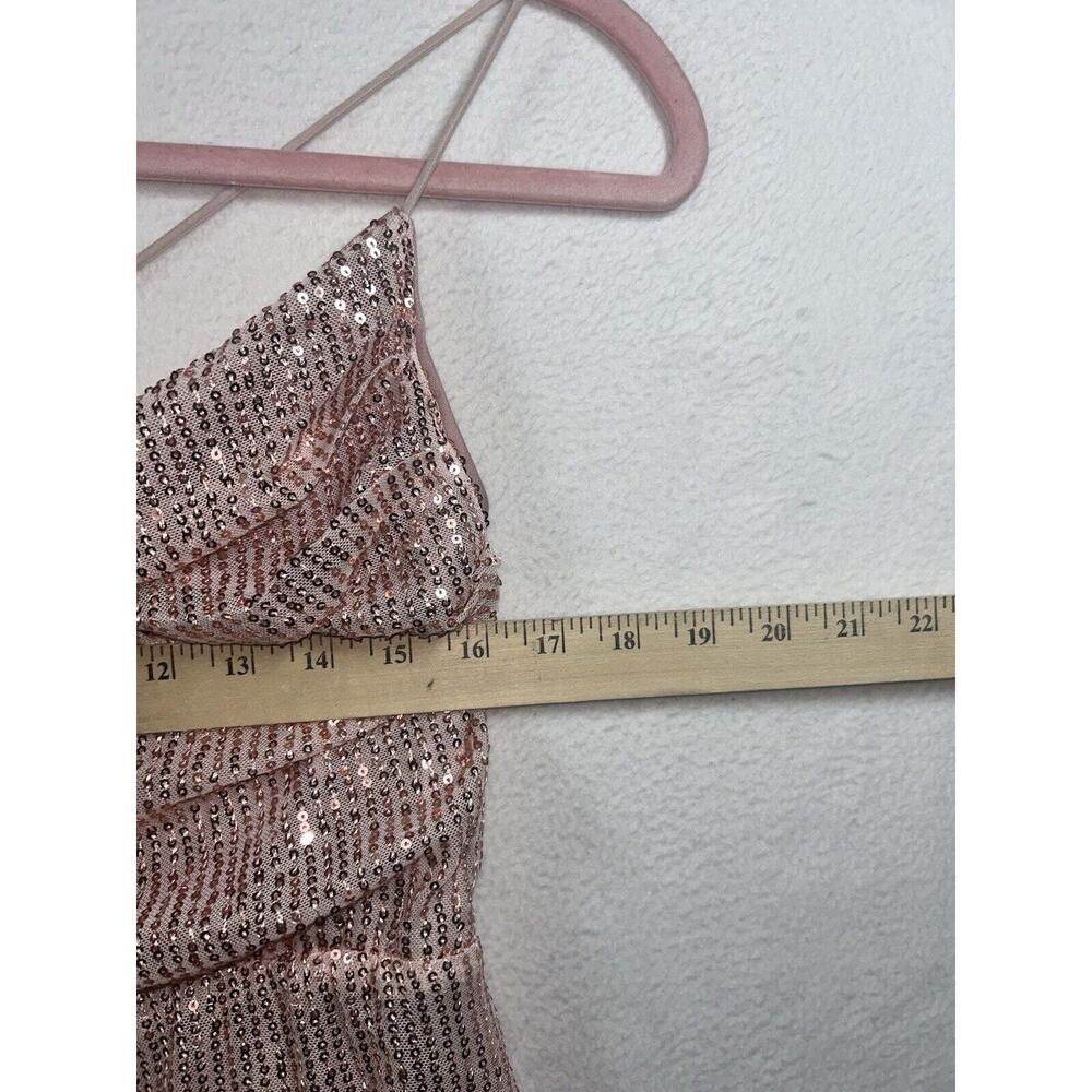 Sequined Pale Pink size Small Spaghetti Strap Crisscross Back Mini Dress NWOT - Picture 6 of 8